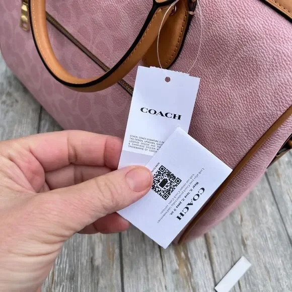 Coach Rowan Large Satchel Bag In Signature Canvas With Charms Powder Pink Purse - Picture 9 of 9